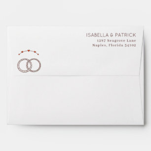 Romantic Red Minimalist Rings and Hearts Envelope