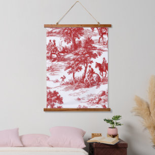 Romantic Red Pastoral Toile Nature Pattern Hanging Tapestry