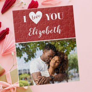 Romantic Red Photo I Love You Valentine's Day Jigsaw Puzzle