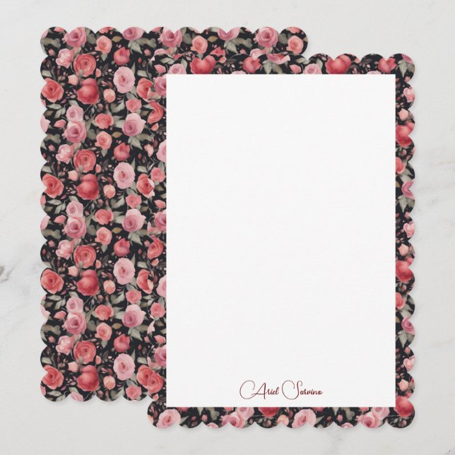 Romantic Red & Pink Botanical Roses  Invitation (Front/Back)