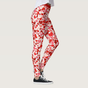 Romantic Red Pink Heart Pattern Design Yoga Leggings