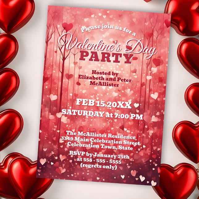 Romantic Red & Pink Hearts Valentine's Day Party  Invitation (Creator Uploaded)