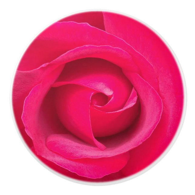 Romantic Red Pink Rose Ceramic Knob (Front)