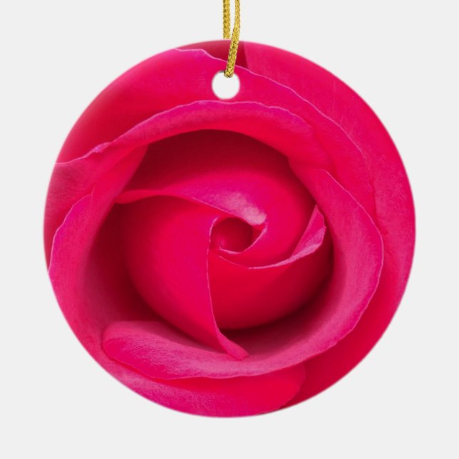 Romantic Red Pink Rose Ceramic Tree Decoration (Front)