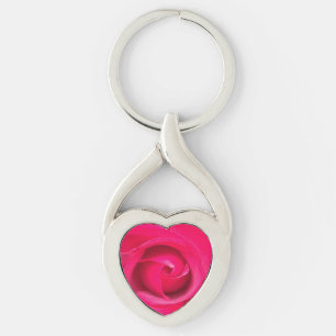Romantic Red Pink Rose Key Ring