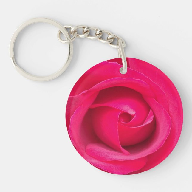 Romantic Red Pink Rose Key Ring (Front)