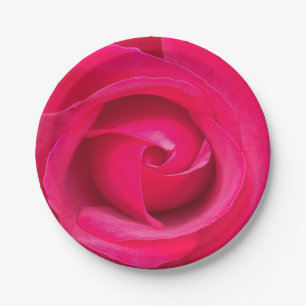 Romantic Red Pink Rose Paper Plate