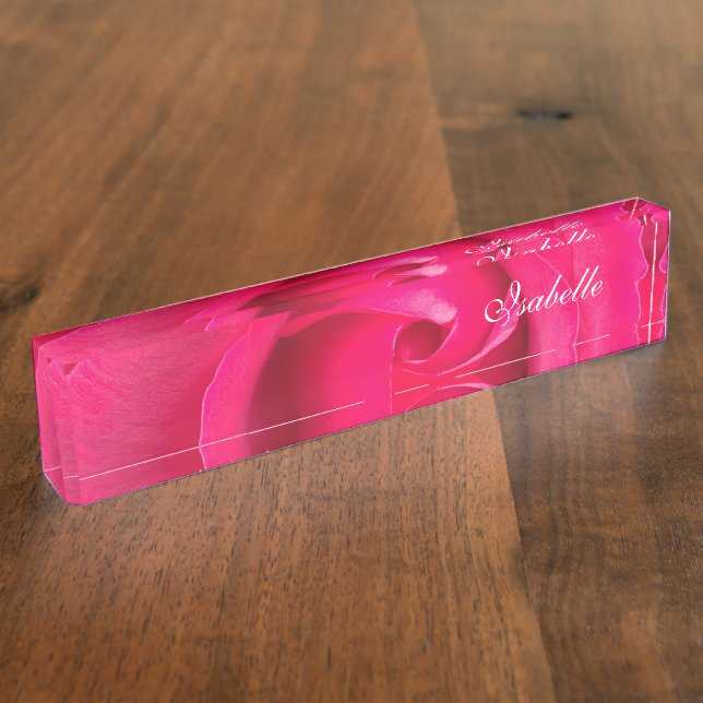 Romantic Red Pink Rose Personalised Name Plate (Side)