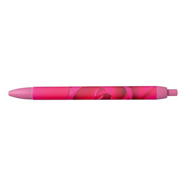 Romantic Red Pink Rose v2 Black Ink Pen (Front)