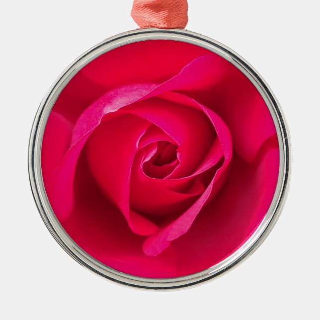 Romantic Red Pink Rose v2 Metal Tree Decoration (Front)