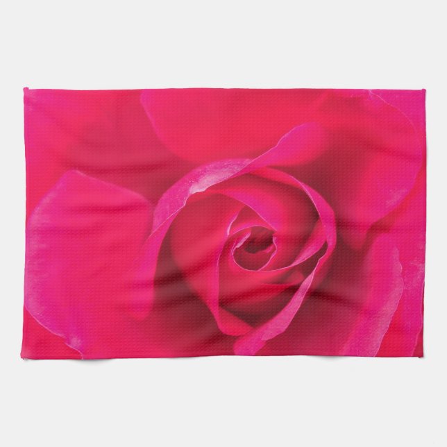 Romantic Red Pink Rose v2 Tea Towel (Horizontal)