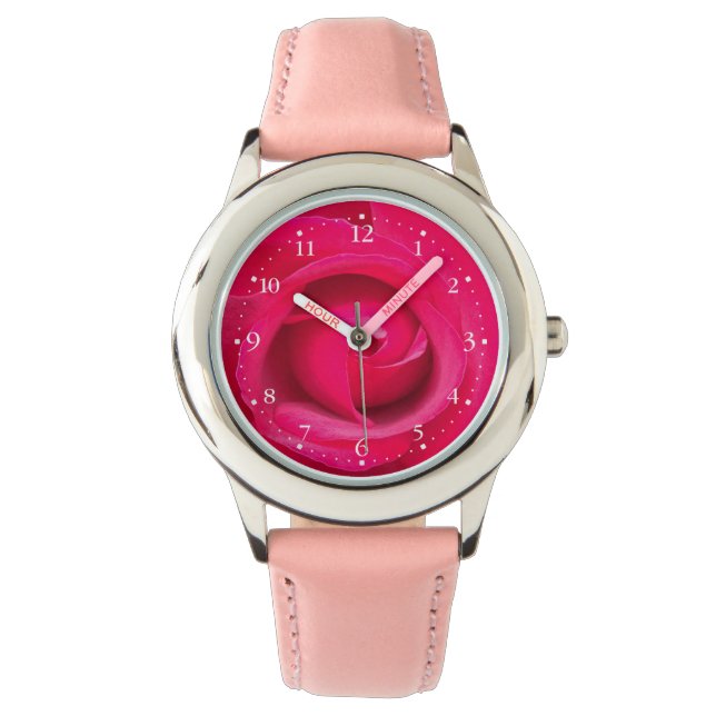 Romantic Red Pink Rose Watch (Front)