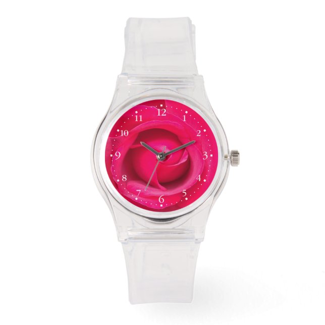 Romantic Red Pink Rose Watch (Front)