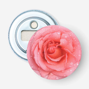 Romantic Red Pink Rose Water Drops Bottle Opener