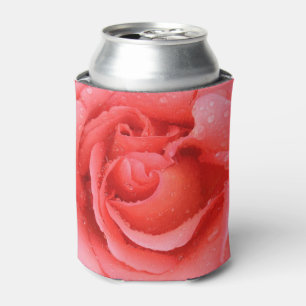 Romantic Red Pink Rose Water Drops Can Cooler
