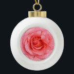 Romantic Red Pink Rose Water Drops Ceramic Ball Christmas Ornament<br><div class="desc">Romantic red and pink rose with water drops.</div>