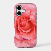 Romantic Red Pink Rose Water Drops Personalised