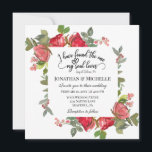 Romantic Red Pink Roses Floral Christian Wedding Invitation<br><div class="desc">Two Hearts Christian wedding invitation depicts a casual garden style watercolor floral design with simple romantic red and pink roses, blush berries and greenery. It features Bible Verse introduction Song of Solomon 3:4, "I have found the one my soul loves." The back features inspirational quote, "God has led Two lives...</div>