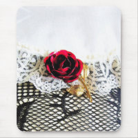 Romantic red rose and white lace