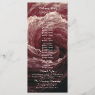 Romantic Red Rose Burgundy Wedding Program Programme