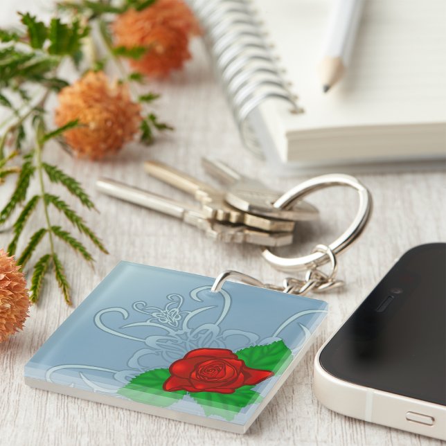 Romantic Red Rose Classic Floral Key Ring (Creator Uploaded)