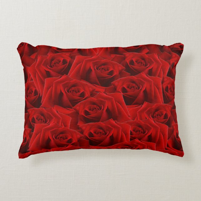  Romantic Red Rose Decorative Cushion (Front)