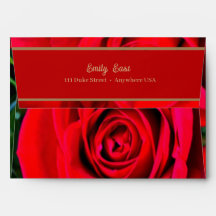 Romantic Red Rose Floral Valentine Envelope