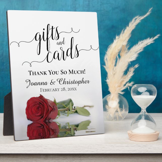 Romantic Red Rose Gifts & Cards Wedding Sign Plaque (Side)