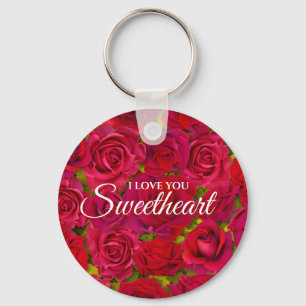 Romantic Red Rose I Love You Sweetheart Photo Key Ring