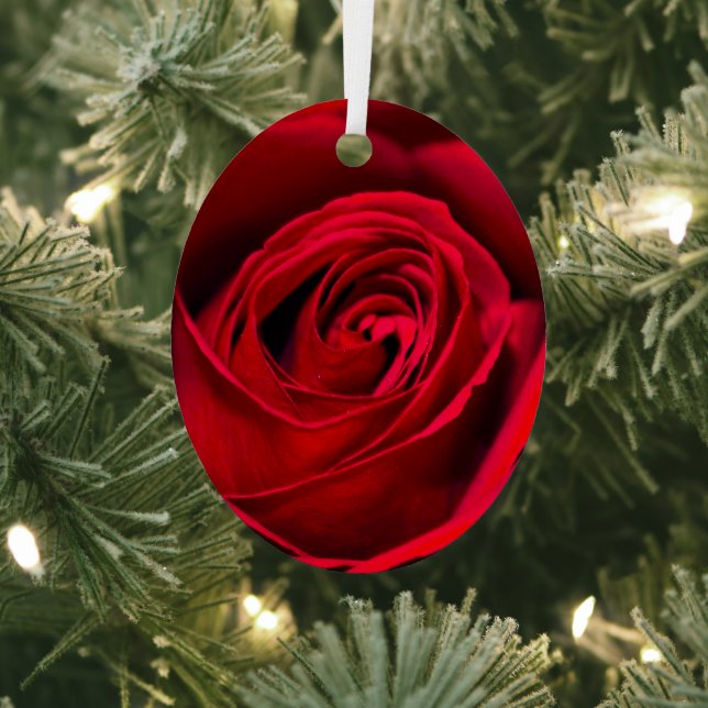 Romantic Red Rose in full bloom Metal Tree Decoration (Insitu)