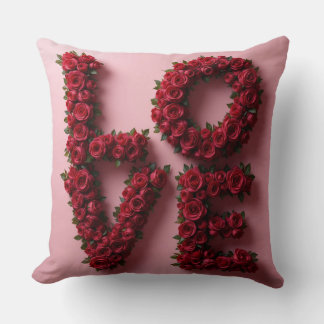 Romantic Red Rose 'LOVE' Floral Pillow