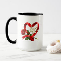 Romantic Red Rose Love Heart Mug