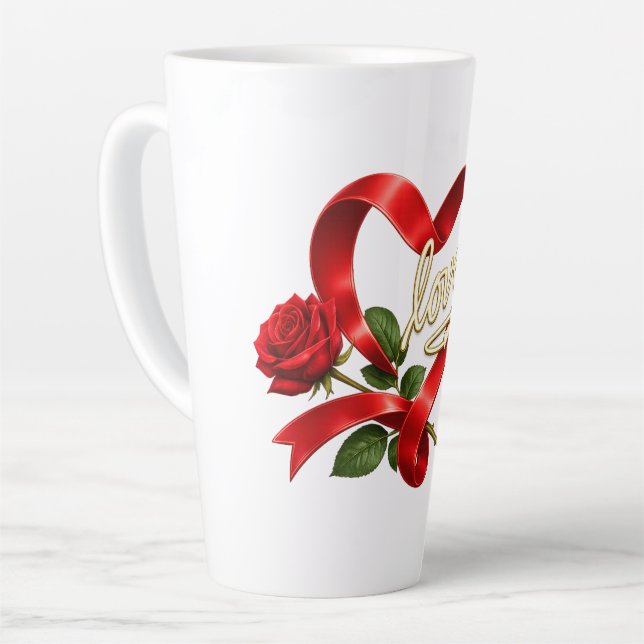 Romantic Red Rose Love Heart Mug (Left Angle)