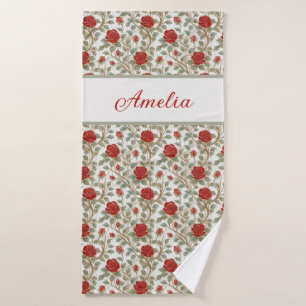 Romantic Red Rose Personalised Bath Towel