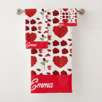 Romantic Red Rose Petal Heart Design