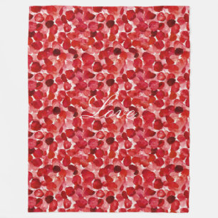 Romantic Red Rose Petals Floral Love Fleece Blanket