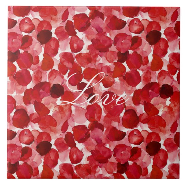 Romantic Red Rose Petals Floral   Tile (Front)