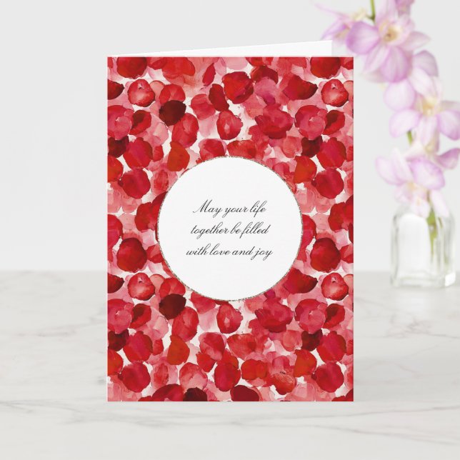 Romantic Red Rose Petals Floral Wedding Card (Orchid)