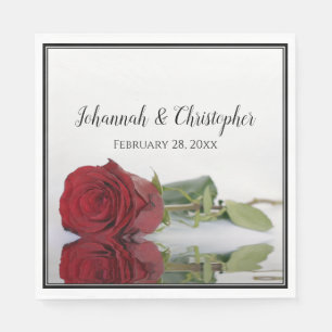 Romantic Red Rose Reflections Elegant Wedding Napkin
