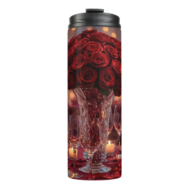 Romantic Red Rose Valentine Insulated Thermal Tumbler (Front)