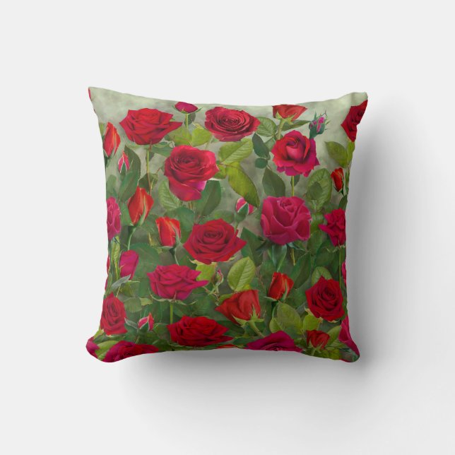 Romantic Red Rose Valentine Pillow (Front)