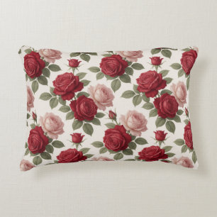 Romantic Red Rose Vintage Floral Style ✨ Decorative Cushion