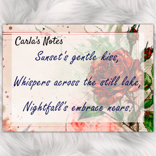 Romantic Red Rose, Watercolor Style 4" x 3" Post-it Notes