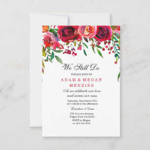 Romantic Red Rose Wedding Vow Renewal Invite