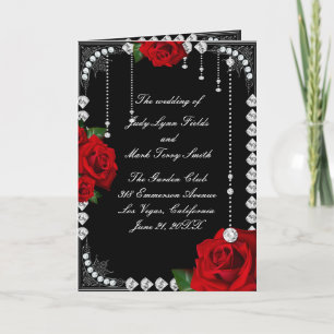 Romantic Red Roses And Diamonds Wedding Programme