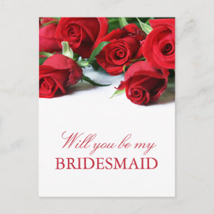 Romantic Red Roses Bridesmaid Postcard