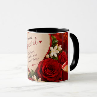 Romantic Red Roses Crystal Heart Valentine Love Ca Mug
