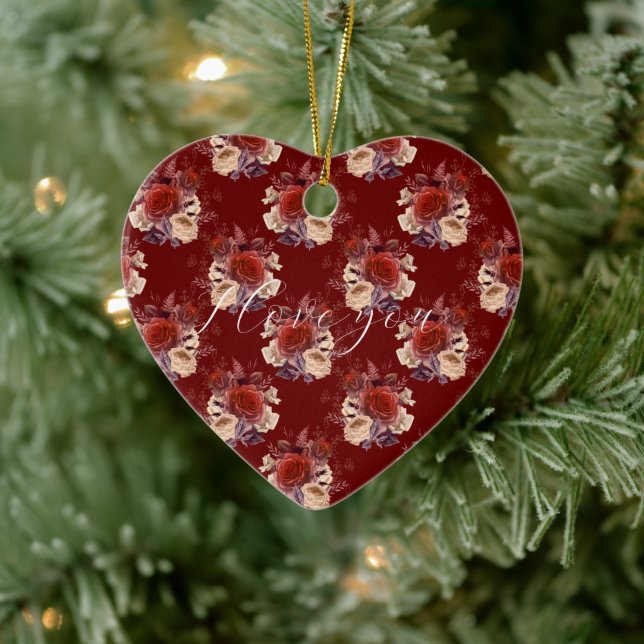 Romantic Red Roses Floral Ceramic Tree Decoration (Tree)