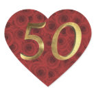 Romantic Red Roses Floral Heart Golden Number 50