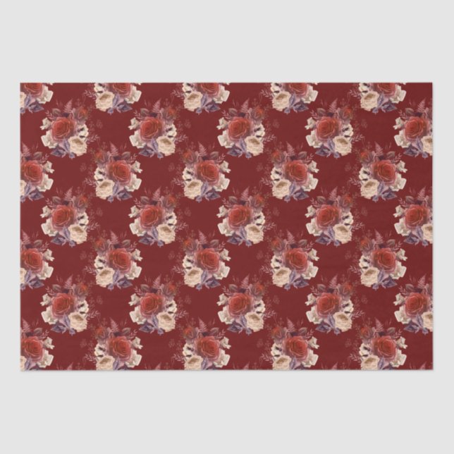 Romantic Red Roses Floral Tissue Paper (Front)